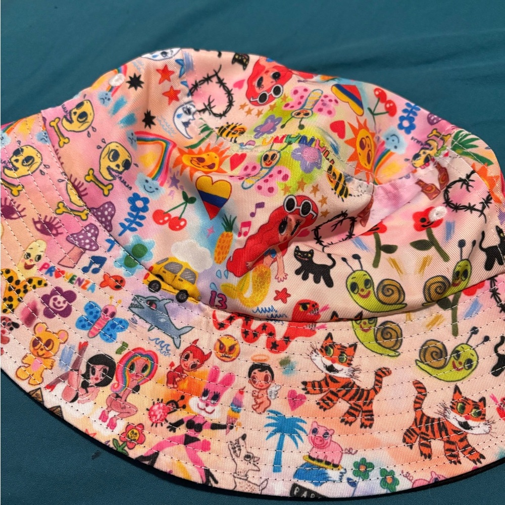 Pink Multicolor Printed Bucket Hat - Women